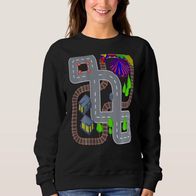 Railway & Car Play Mat Massage Back Sweatshirt (Front)