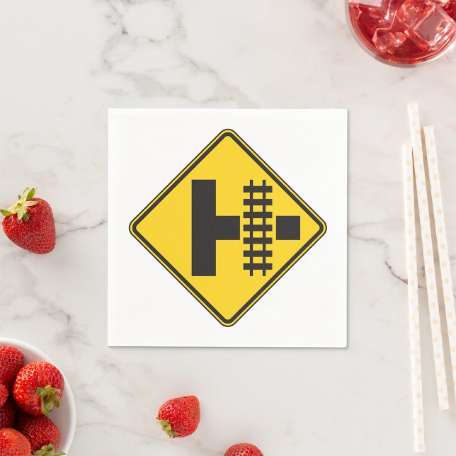 Railway Crossing Ahead Road Sign Napkin (Creator Uploaded)