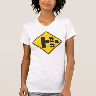 Railway Crossing Ahead Road Sign T-Shirt