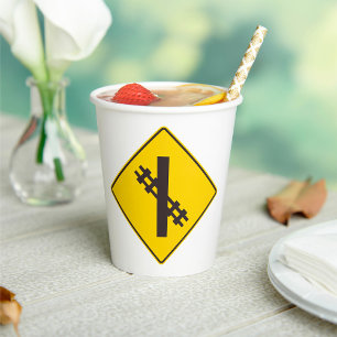 Railway Crossing Road Sign Paper Cups