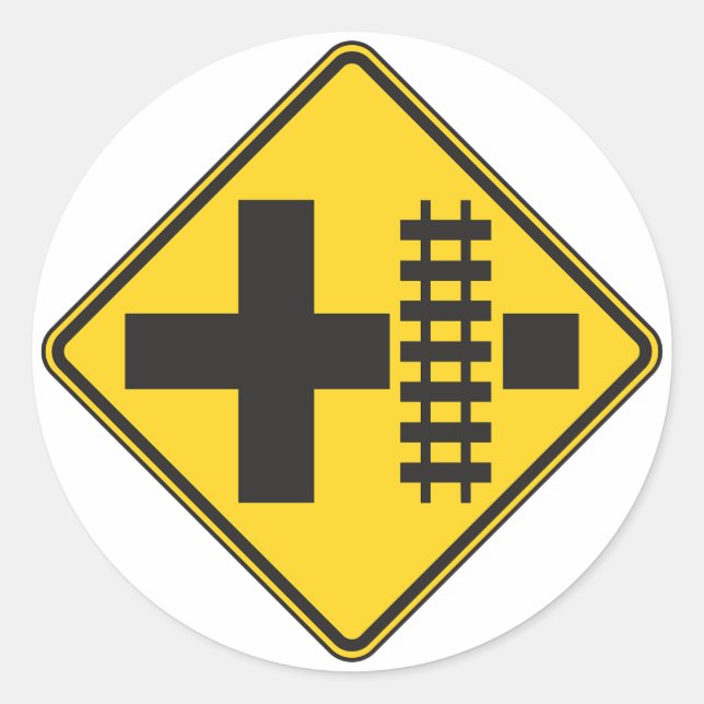 Railway Crossing Road Sign Stickers (Front)