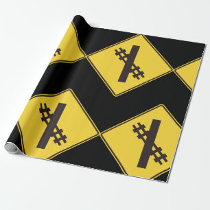 Railway Crossing Road Sign Wrapping Paper