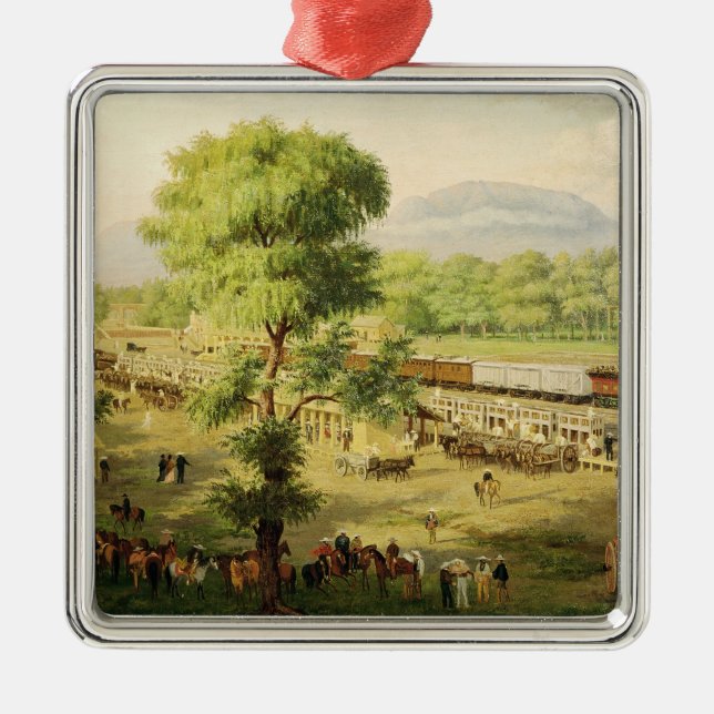 Railway in the Valley of Mexico, 1869 Metal Tree Decoration (Front)