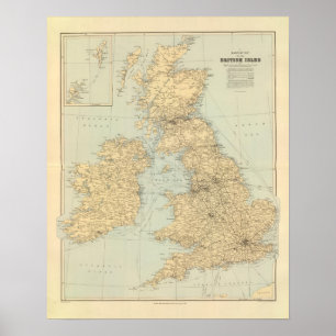 Railway map, British Isles Poster
