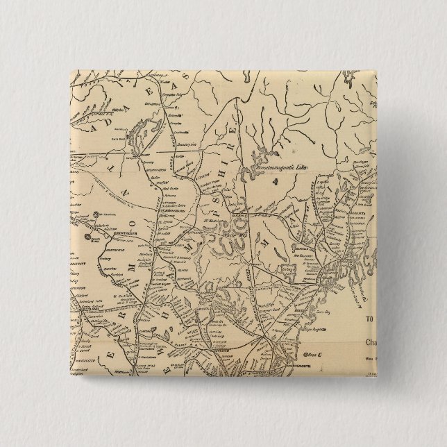 Railway map New England States 15 Cm Square Badge (Front)