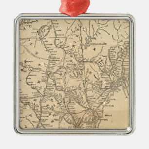 Railway map New England States Metal Ornament