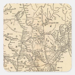Railway map New England States Square Sticker