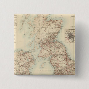 Railway Map of the British Isles 15 Cm Square Badge