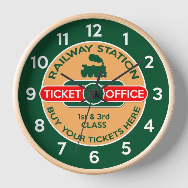 Railway Station Ticket Office Wall Clock (Front)