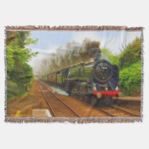 Railway Steam Locomotive - Trainspotters Art IV Throw Blanket