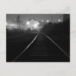 Railway Tracks at Night - Old Cwmbran 1977 Postcard