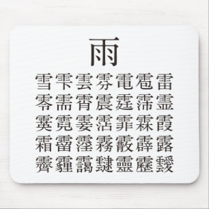 Rain and Rain Cap Kanji Mouse Pad