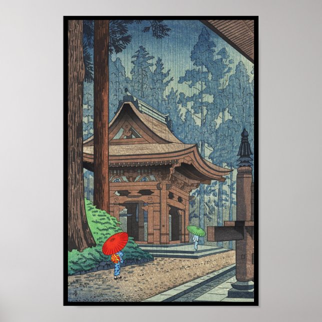 Rain at Enryakuji Temple Asano Takeji shin hanga Poster (Front)