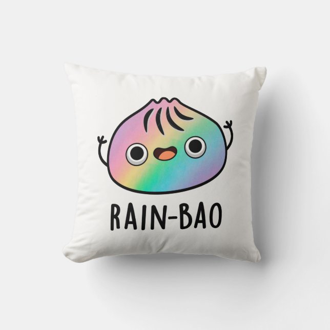 Rain-bao Funny Rainbow Dimsum Bao Pun  Cushion (Front)