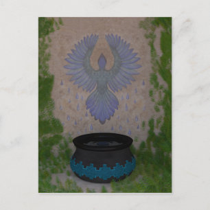 Rain Bird Mixed Media Art Postcard