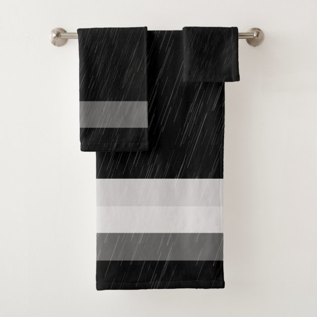 Rain Black and White Pattern Bath Towel Set (Insitu)