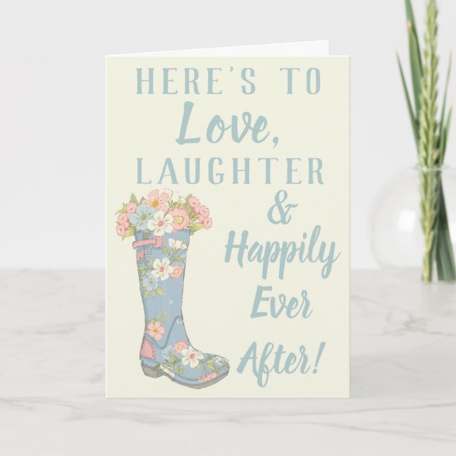 Rain Boot Bridal Shower Greeting Card (Front)