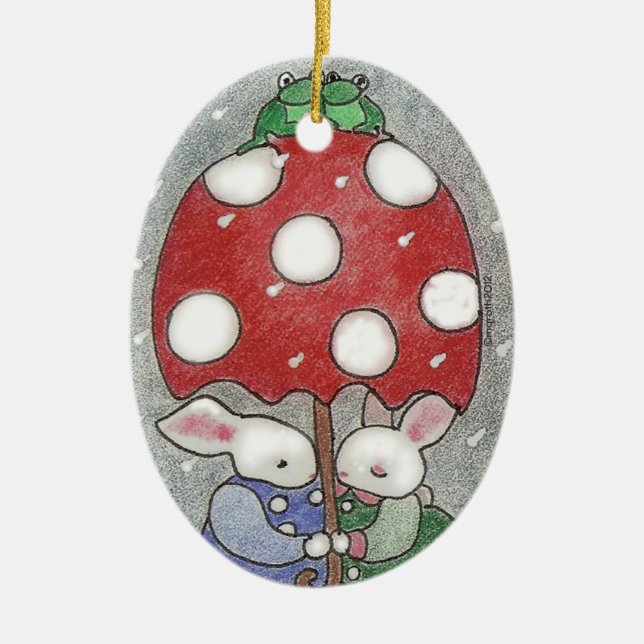 Rain Bunny Xmas Ornament (Front)