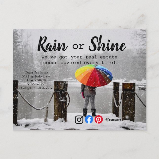 Rain clients referral real estate marketing sell p postcard (Front)