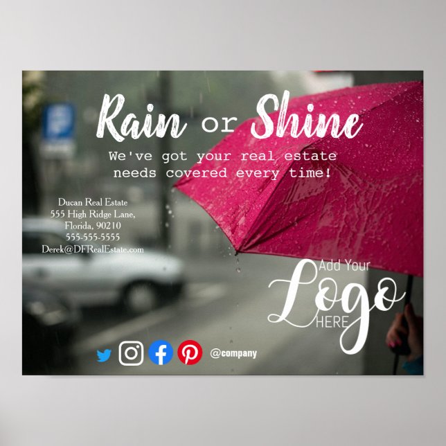 Rain clients referral real estate marketing sell p poster (Front)