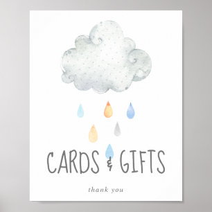 Rain Cloud Boy Baby Shower Cards and Gifts Sign
