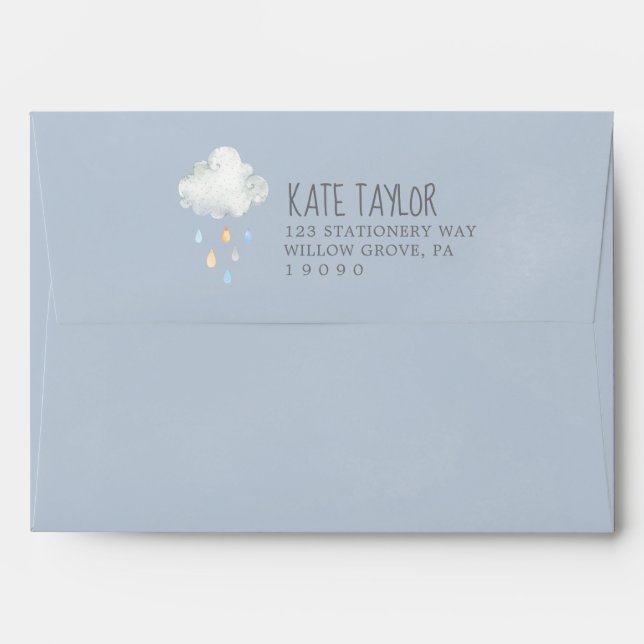 Rain Cloud Boy Baby Shower Invitation Envelope (Back (Top Flap))