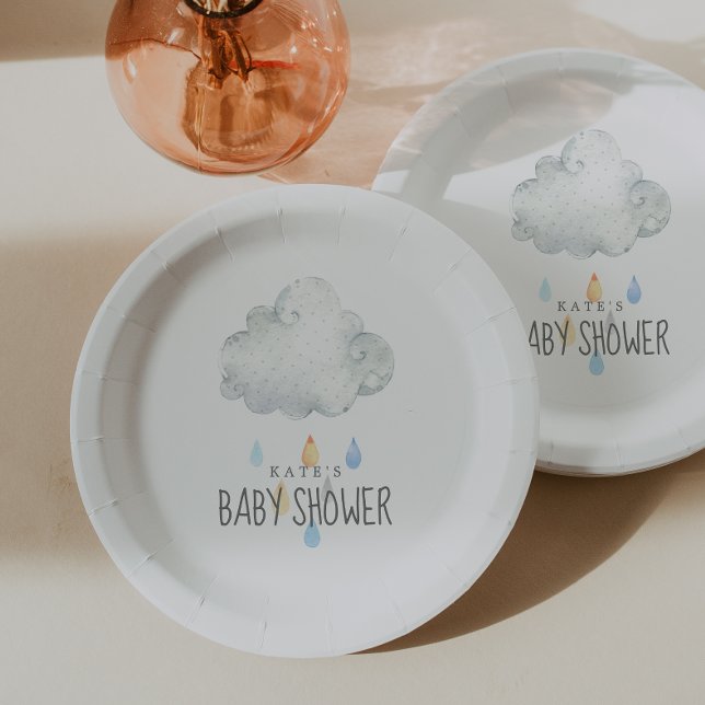 Rain Cloud Boy Baby Shower Paper Plate (Creator Uploaded)