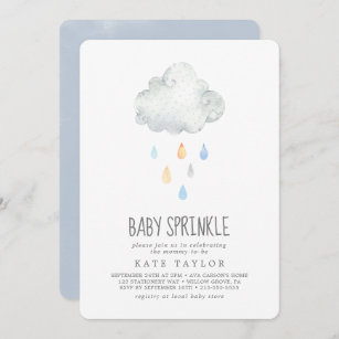 Rain Cloud Boy Baby Sprinkle Invitation