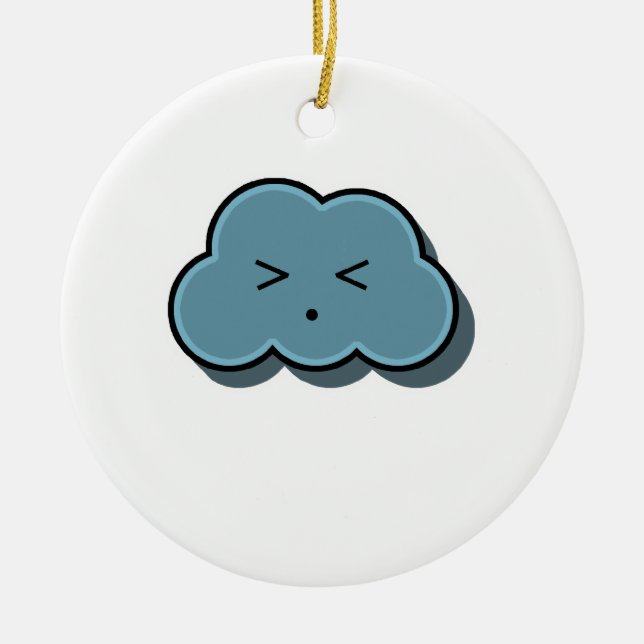 Rain Cloud Finds Relief Ceramic Ornament (Front)