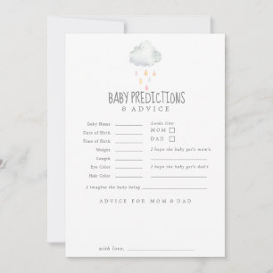 Rain Cloud Girl Baby Predictions & Advice Card