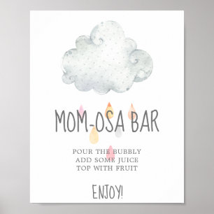 Rain Cloud Girl Baby Shower Mom-osa Bar Sign