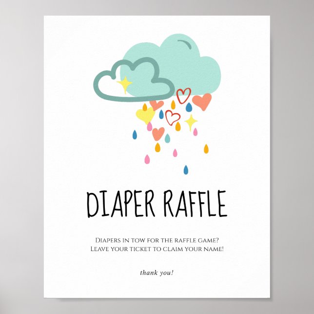 Rain Cloud Girl Diaper Raffle Sign (Front)