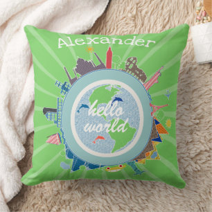 Rain Cloud Hello World Any Custom Colour Pillow