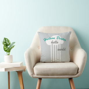 Rain Cloud Hello World Any Custom Colour Pillow