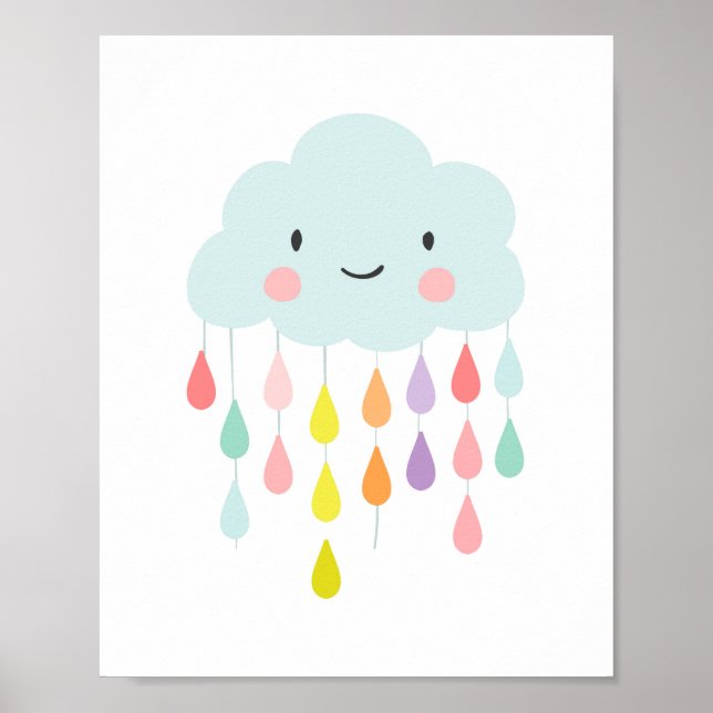 Rain Cloud nursery decor Raindrops Kids room Gift (Front)