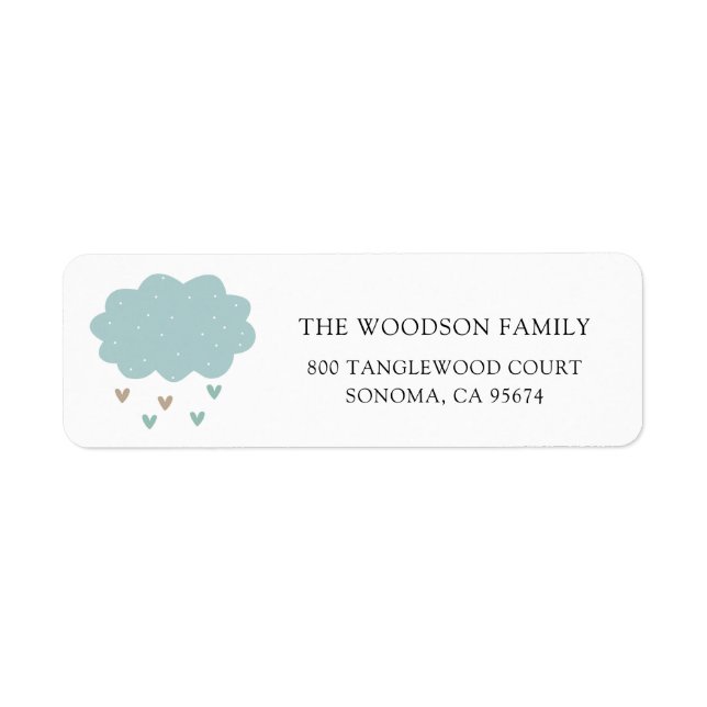 Rain Cloud Rain Drops Baby Shower Return Address Label (Front)