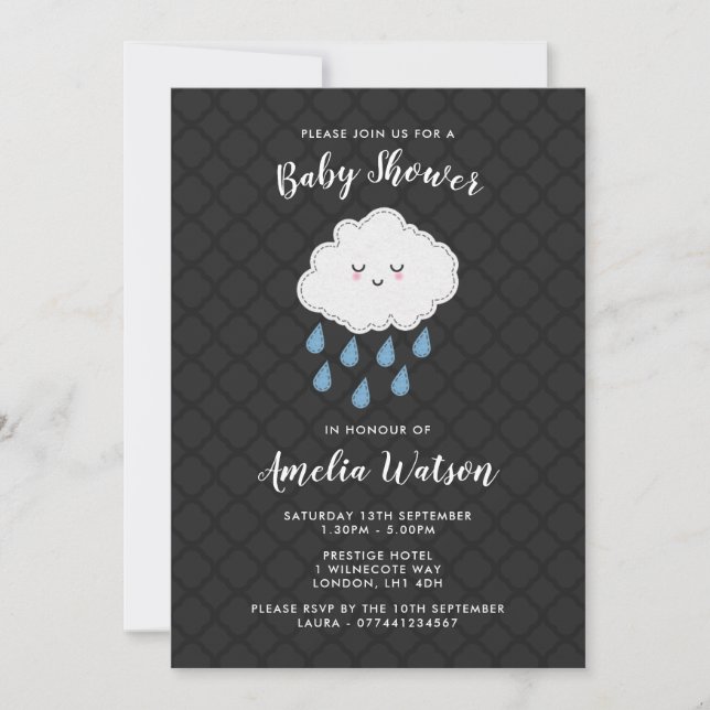 Rain Cloud themed Baby Shower Invitations (Front)
