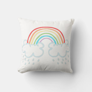 Rain Clouds and Cute Rainbow Cushion