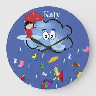 Rain Clouds Umbrella Clock