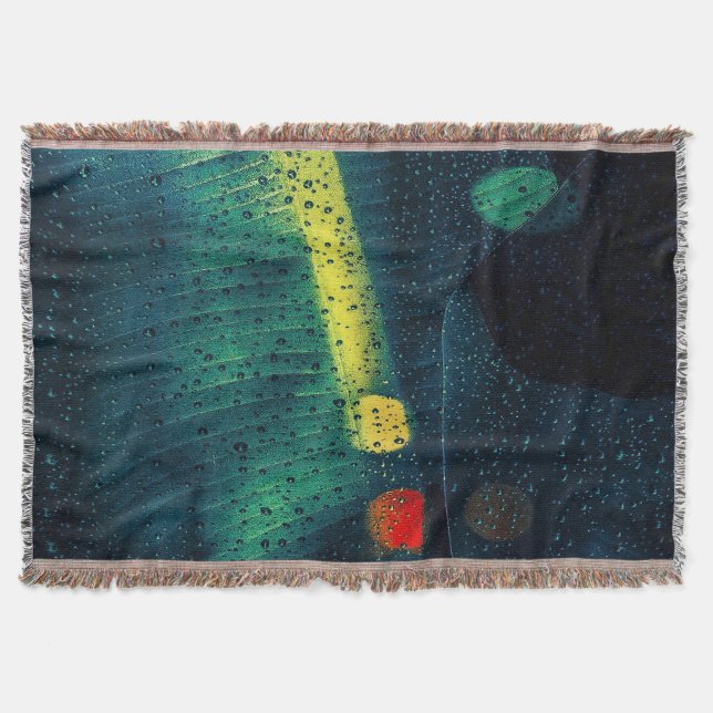 Rain Dotted Green Throw Blanket (Front)