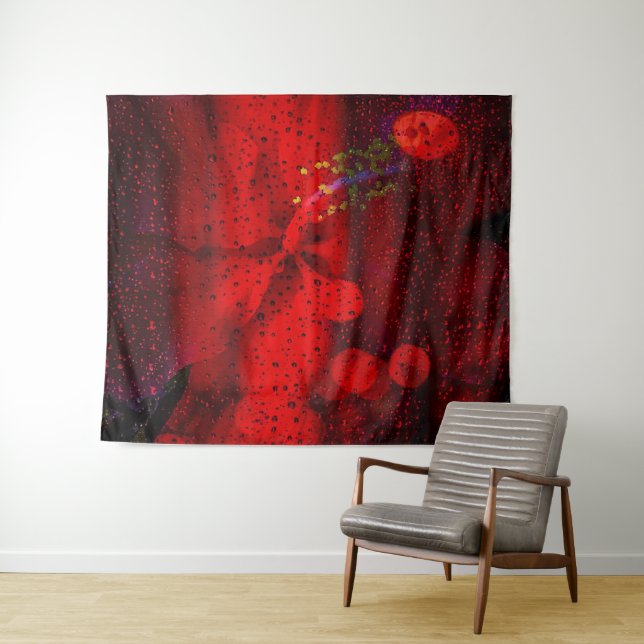 Rain Dotted Red Tapestry (In Situ (Horizontal))
