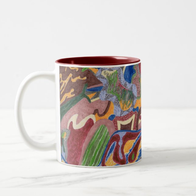 "Rain Drop" Abstract Art Two-Tone Coffee Mug (Left)