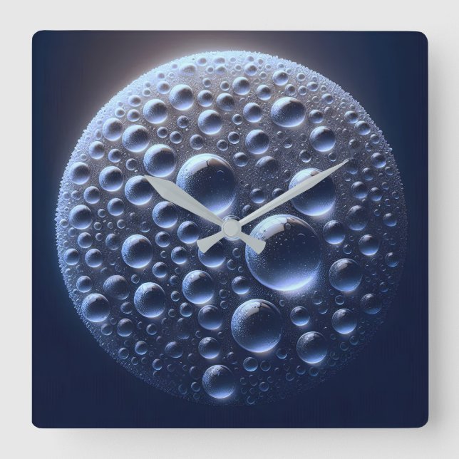rain droplets square wall clock (Front)