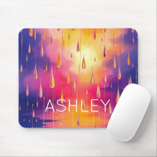 Rain Droplets Watecolor Colourful Mouse Pad