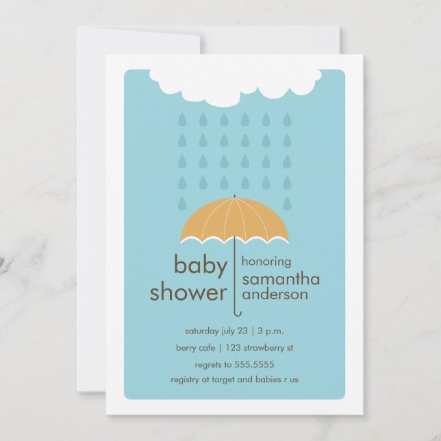 Rain Drops Baby Shower Invitation - Boy (Front)