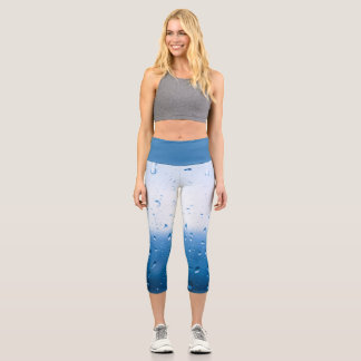 Rain drops on a window capri leggings