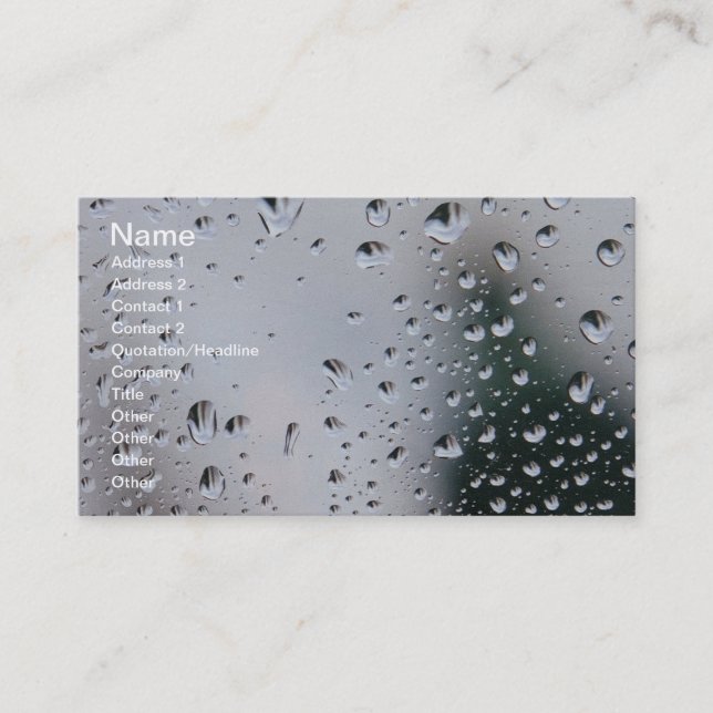 Rain Drops on glass Business card profile card (Front)