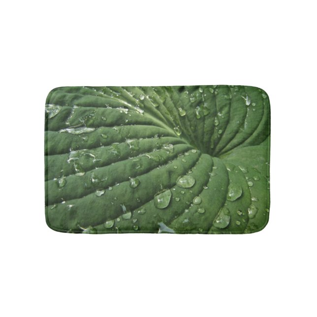 Rain Drops on Hosta Leaf Bath Mat (Front)