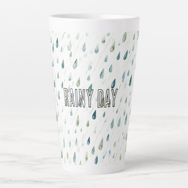 Rain Drops Rainy Day Latte Mug (Front)