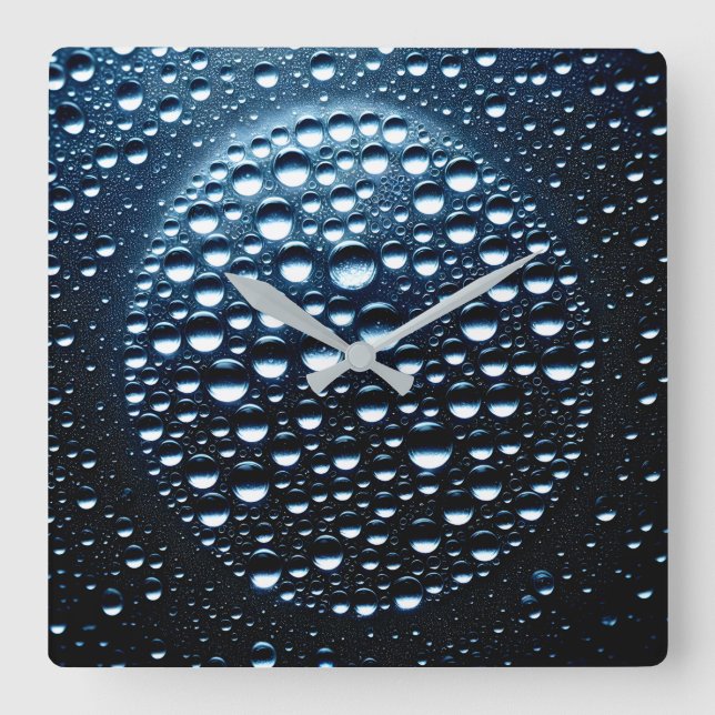 rain drops square wall clock (Front)